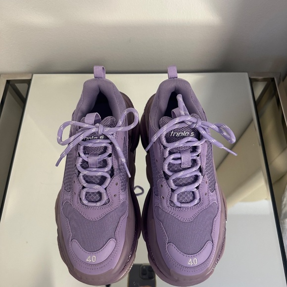 Balenciaga Triple S Clear Sole Purple Sneakers - Picture 5 of 6